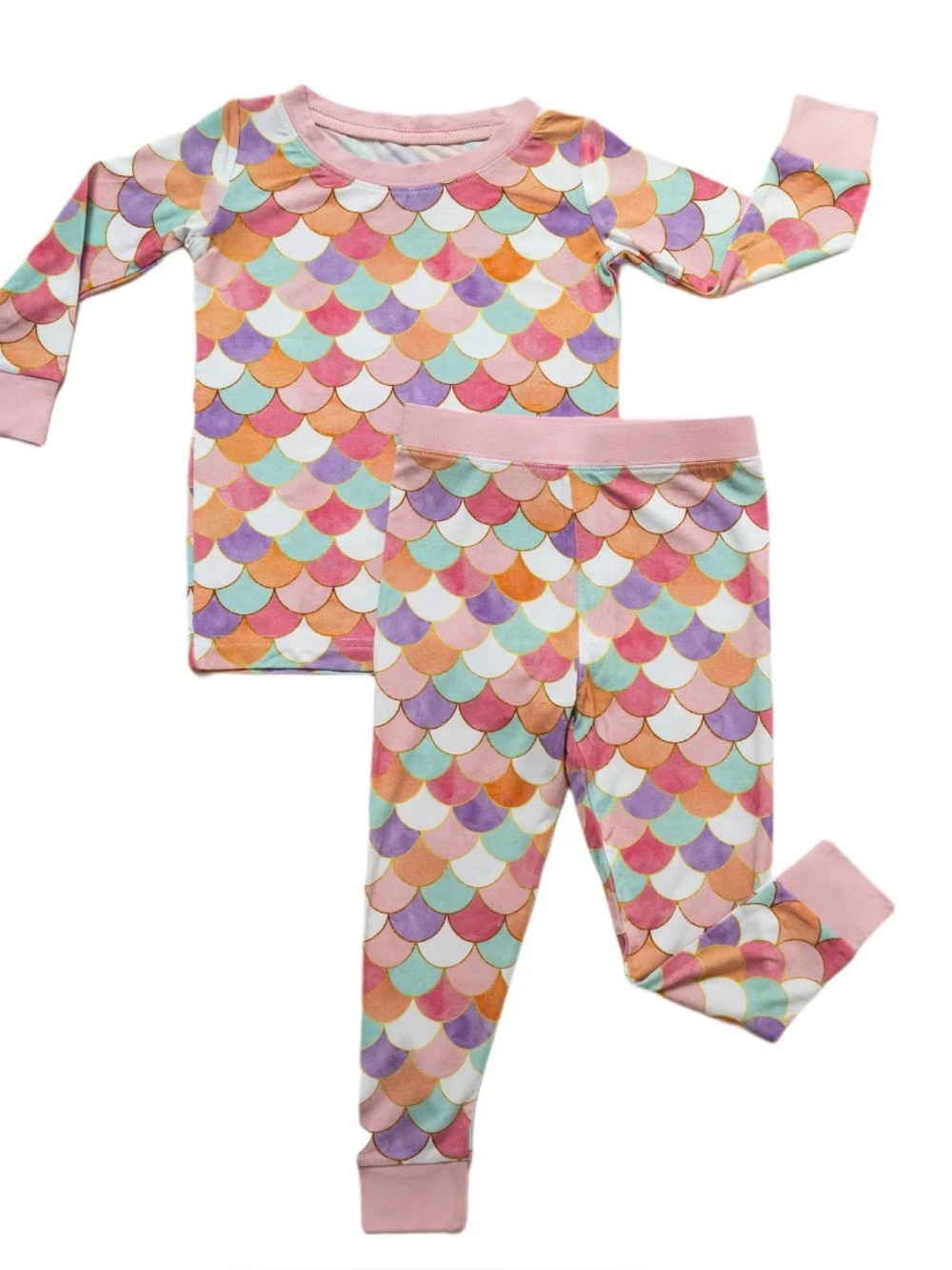 Little Sleepies Multicolor Mermaid Scale Pajama Set with Pink Trim